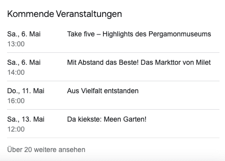 verantstaltungen Beispiel GMB Eintrag des Pergamonmuseums