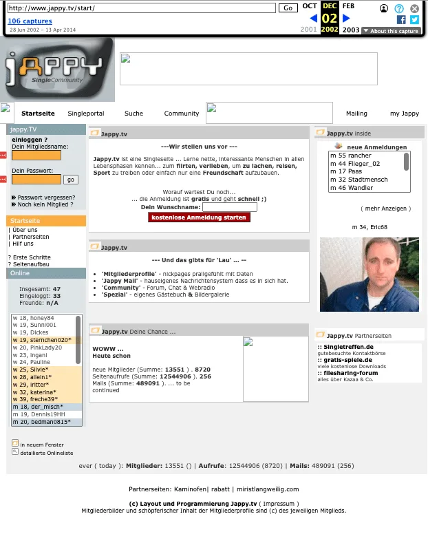 Jappy Startseite 2002
