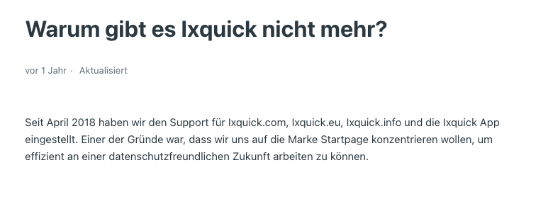 Startpage Stellungnahme zu Ixquick