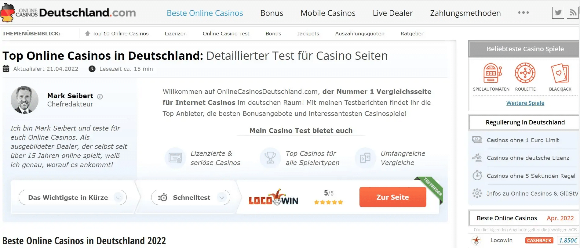 Onlinecasinosdeutschland.com im SEO Test