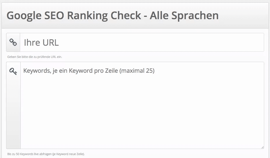 Schneller Ranking-Check mit OneProSEO - Startseite