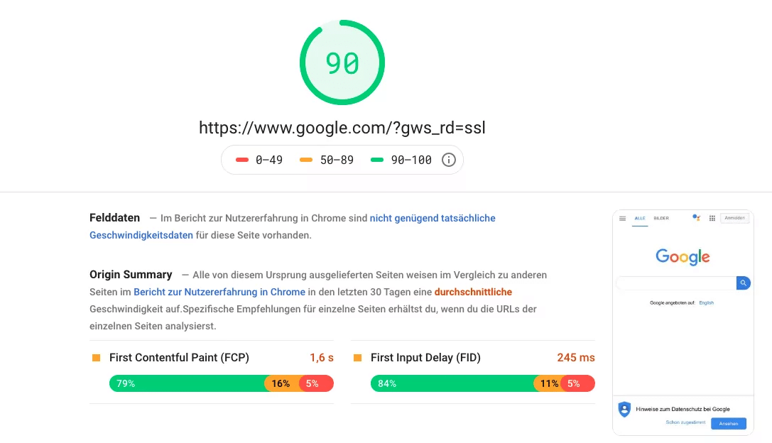 PageSpeed Insights - Ladezeit einer Website analysieren