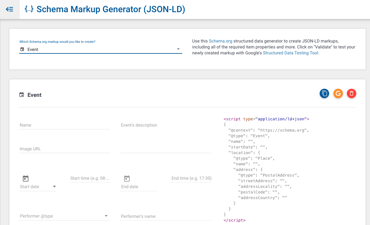 Schema Markup Generator für die korrekte Auszeichnung von strukturierten Daten